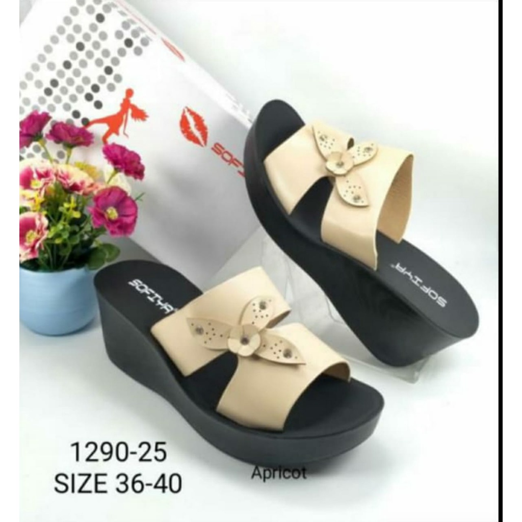 Sandal Wedges Wanita Bunga FASHION