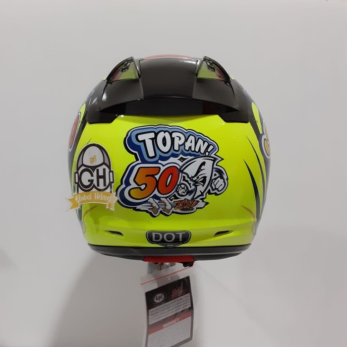 HELM HALF FACE KYT DJ MARU KYT DJMARU MOTIF TOPAN RC YELLOW BLACK - M