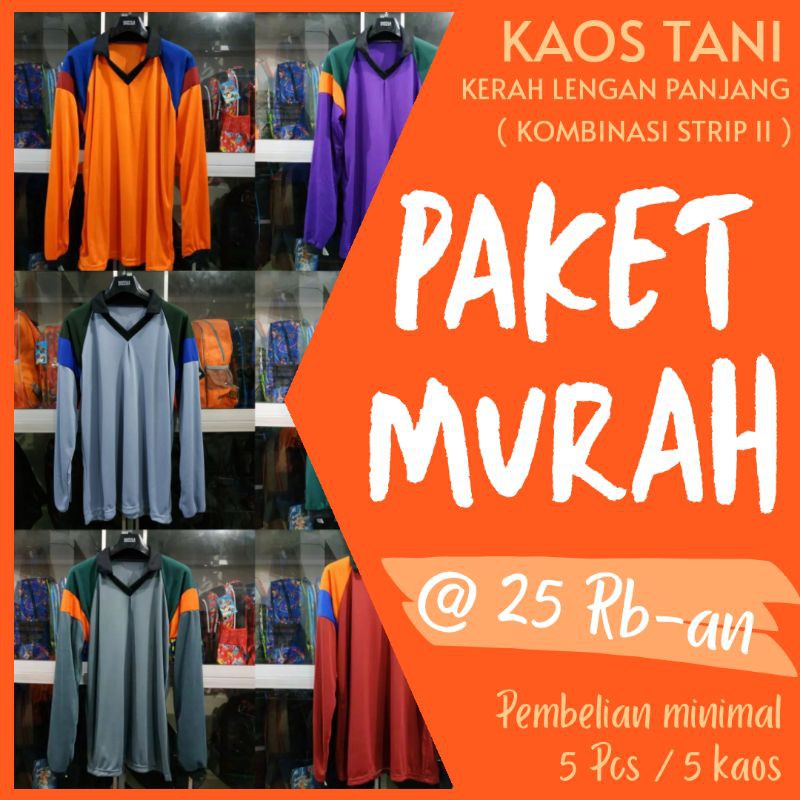 Kaos Basahan Kerja, Kaos Kerah Lengan Panjang, Kaos Sawah, Kaos Manjing &amp; Kuli, (KERAH STD ACAK)