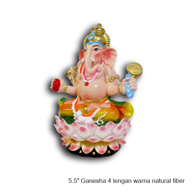 Patung Rupang Arca Dewa Ganesha Ganesa 4 Lengan Fiber 5,5"