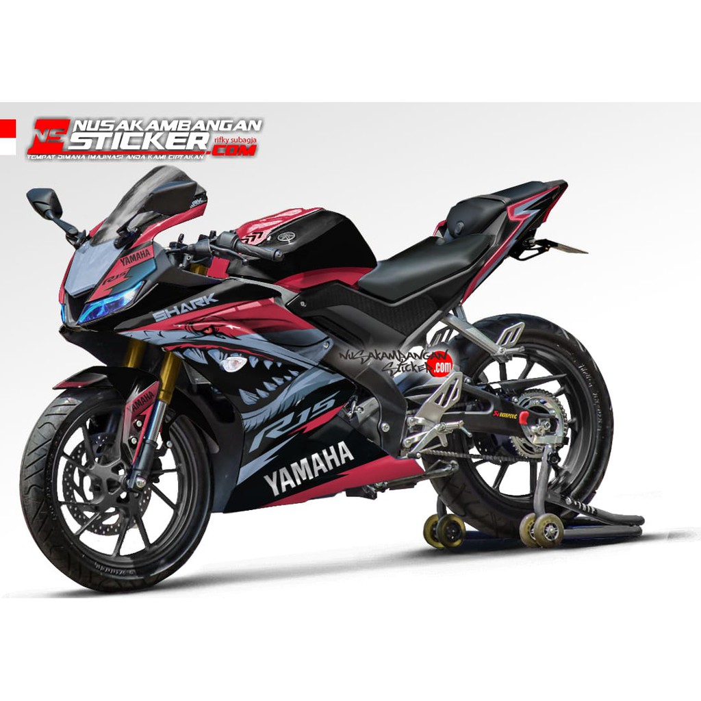 Stiker R15 V3 Shark Merah Biru