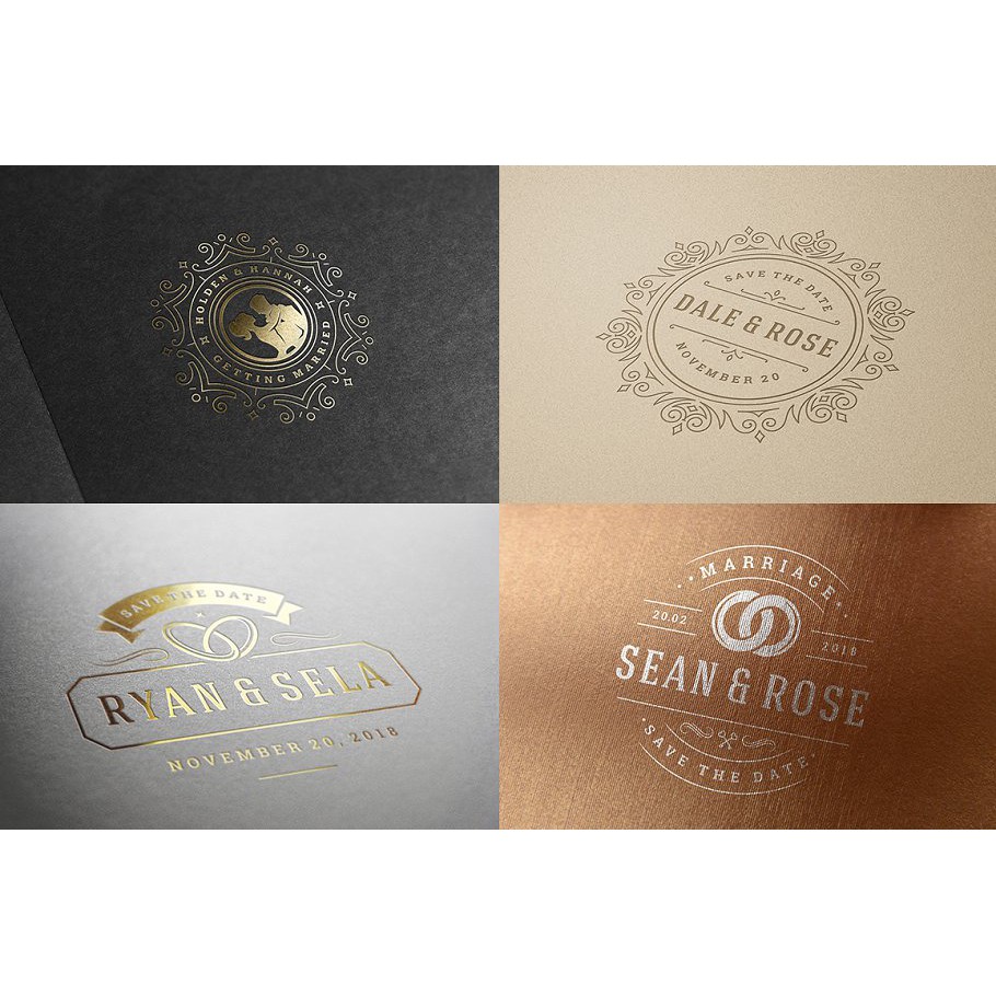 230 Wedding Logos And Badges Bundle - Photoshop &amp; Illustrator