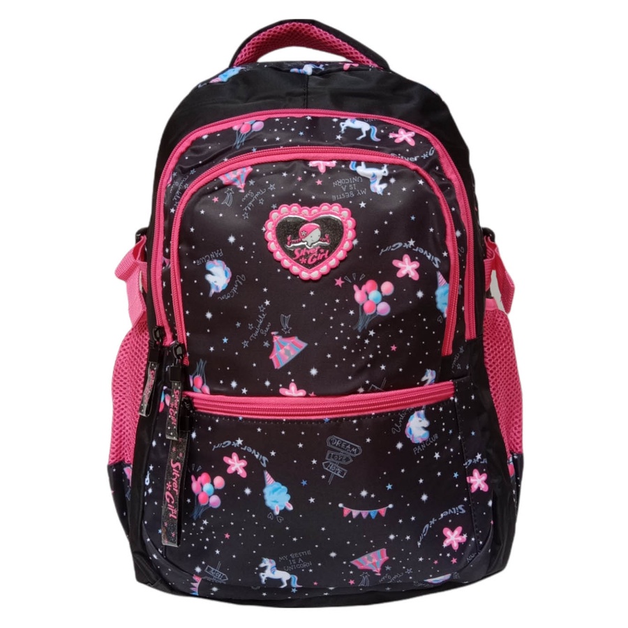 Tas Sekolah Anak Perempuan SD SMP ALTO SILVER GIRL Hitam, Tas Ransel Punggung Remaja Laptop