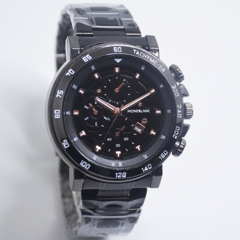 Jam Tangan Pria Montblanc Tanggal Aktif S75K13 Rantai Stainless Free Baterai & Box ( Bisa COD )
