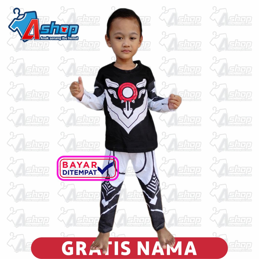 Baju Anak Setelan Ultraman Hitam Orb Gratis Sablon Nama