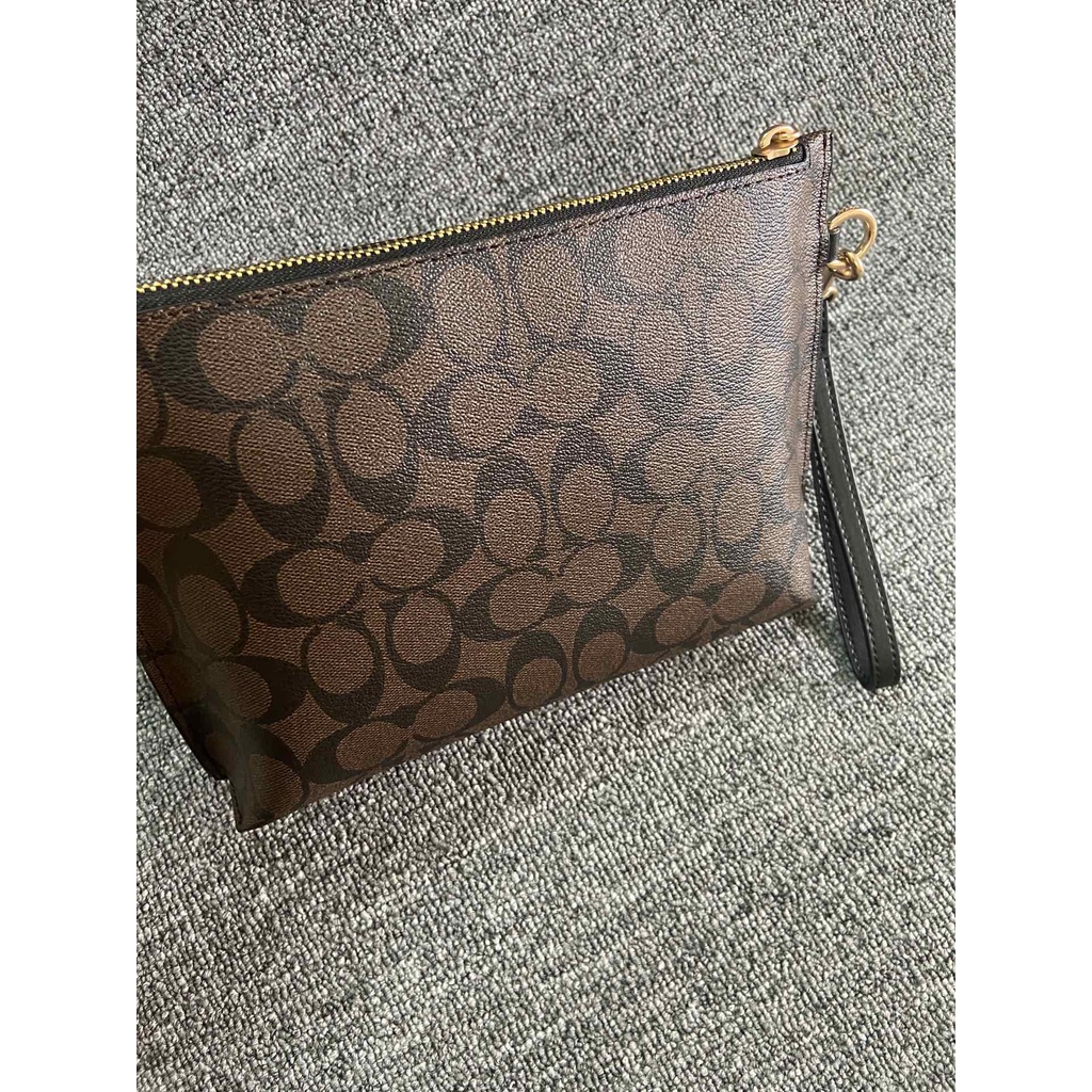 （Shopee Live）1391-7  1391  coach cowhide with PVC material men and women clutch wrist bag  snb