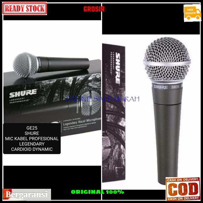 G25 Mic kabel shure legendary dynamic Microphone GE25 mik mikrophone cable karaoke vocal vokal audio sound system pro profesional pengeras suara G25  Bisa digunakan segala jenis audio sound  Bahan dari besi metal  1bh mic 1bh kabel mic 4-5 meteran  suara