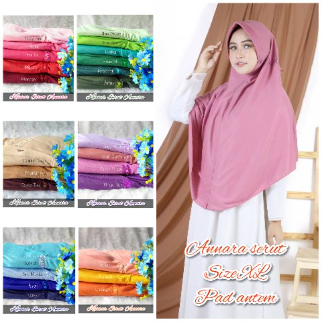 [size XL] jilbab kaos instan jumbo bergo kerudung SERUT ANNARA