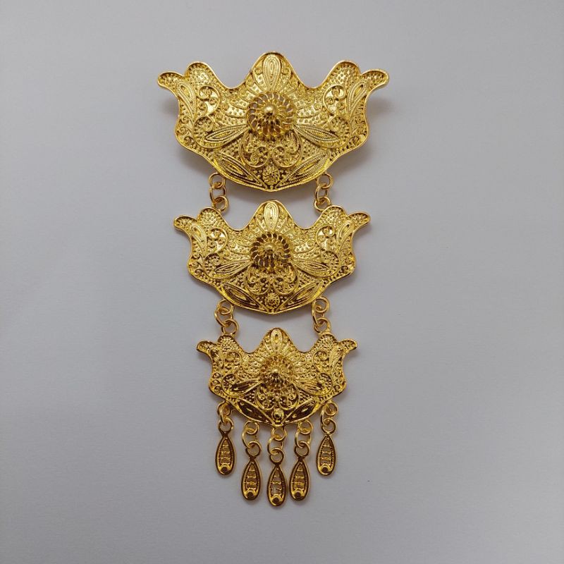 Broskutubaru/Bros 3 susun/ Bros kebaya/ Bros dada /pengantin/wisuda/Bros undangan mewah-B kuning