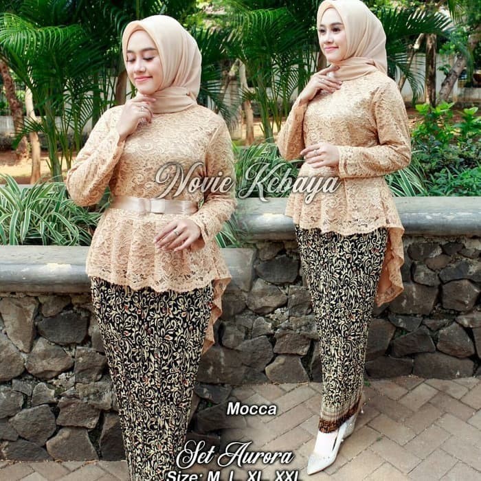 Setelan kebaya brokat aurora / kebaya wisuda / kebaya brokat / baju wanita / rok plisket / Milo