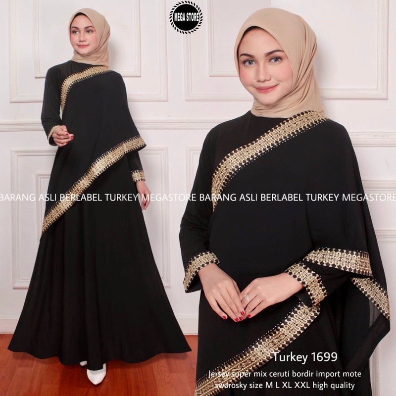 RINA BUSANA - Abaya Model Sari india - Abaya Model Terbaru - Gamis Abaya Turki Hitam - Baju gamis Ab