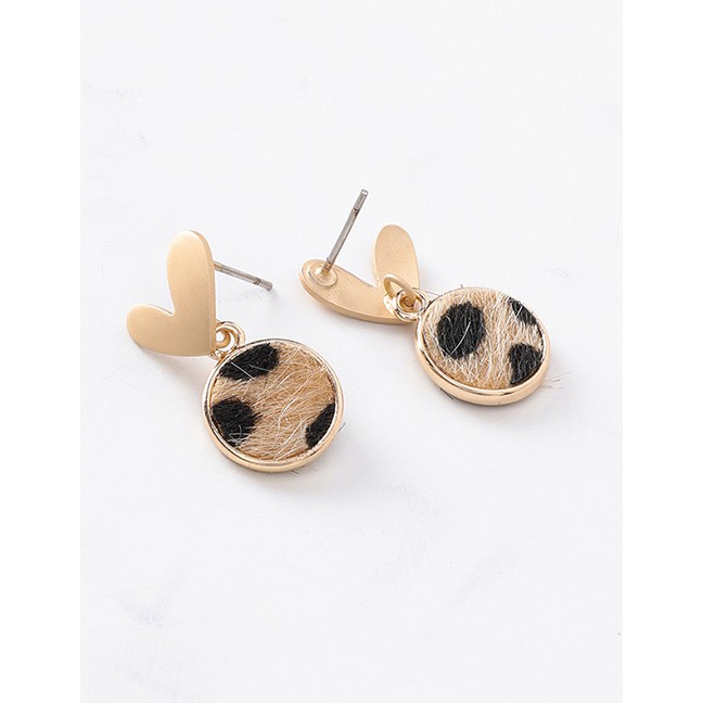 LRC Anting Tusuk Fashion Love Round Leopard Earrings D41771