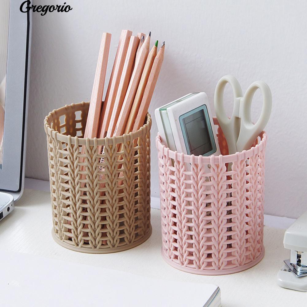 Flash Sale Gre Bulat Berlubang Desain Pensil Pen Holder Kontainer Office Desktop Organizer KQw8Z7tVQ15YE