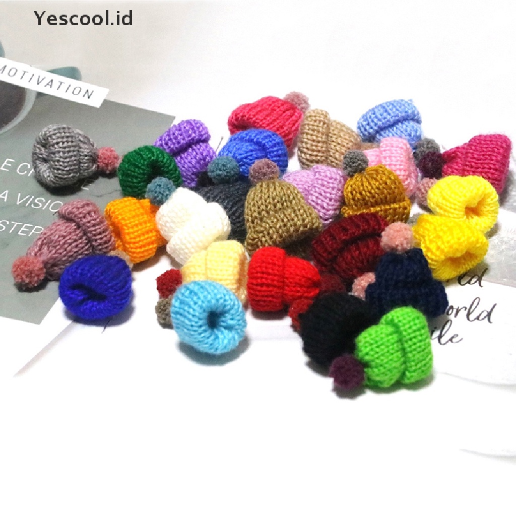 【Yescool】 10Pcs 3.5CM Mixed Woolen Yarn Mini Hat Cap Headwear Garment Doll Craft Materials .