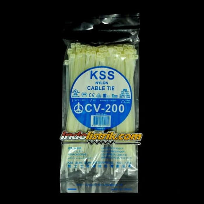 idn.s296 Kabel Ties 20cm KSS CV200 200 x 4.6 mm Putih 100% ORIGINAL