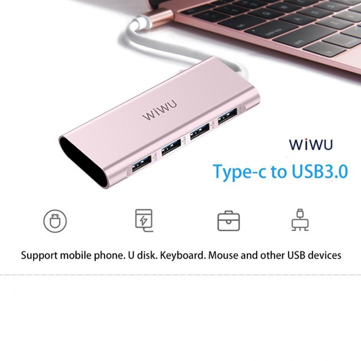 WIWU Apollo A440 4-in-1 Type-C to 4 USB 3.0 Ports Hub Adapter