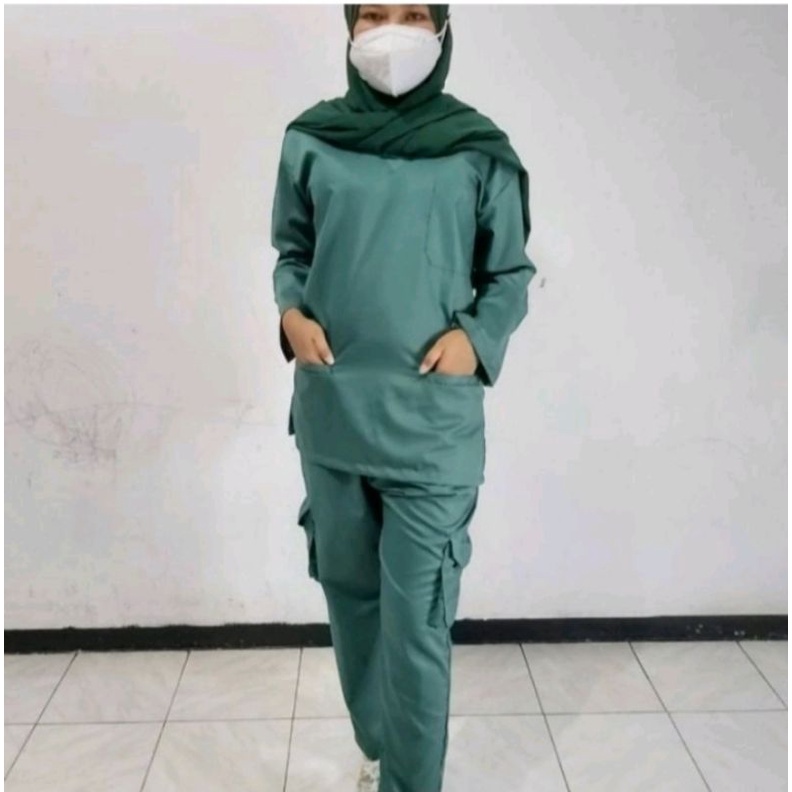 [baju Oka murah]  Set Baju Celana topi / Dokter Lengan PANJANG/ Baju OK Cargo/baju Ok