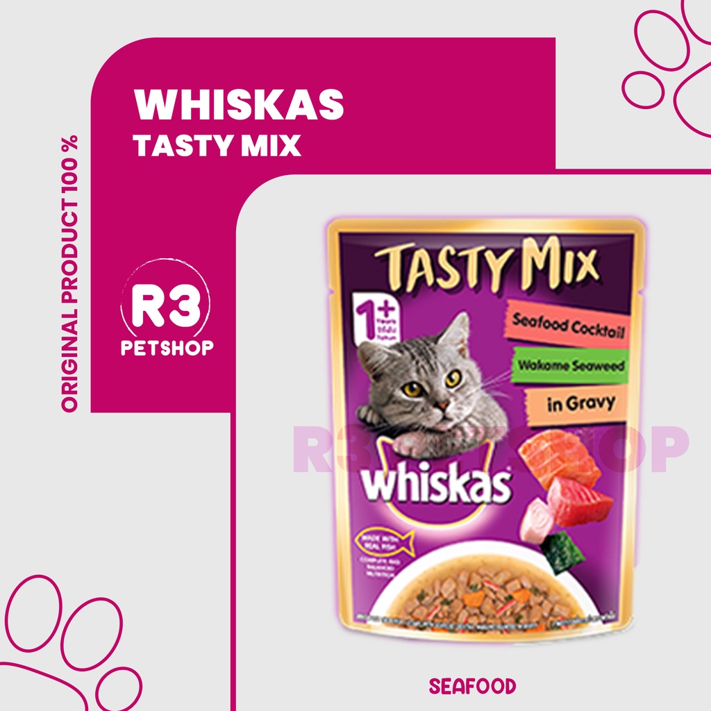 Whiskas pouch TASTY MIX 70g Makanan Kucing Basah