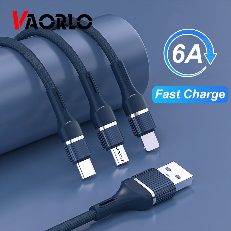 3in1 Kabel Data / Charger Micro Usb / Type C Fast Charging Untuk Handphone