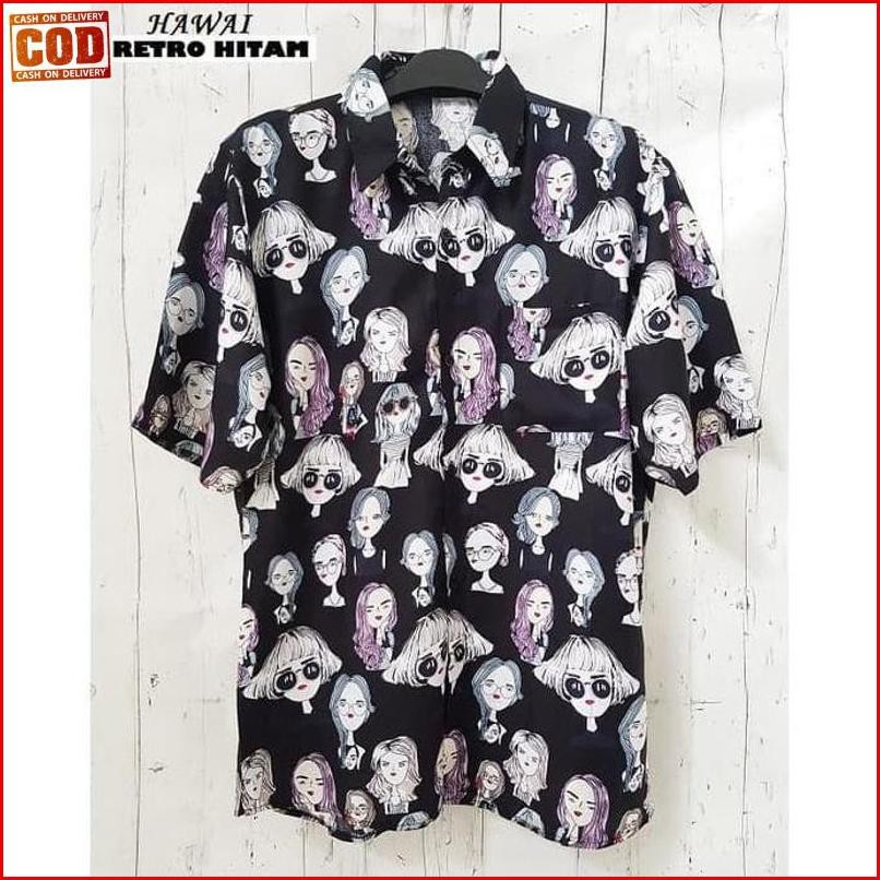 ¹629Œ Fortklass Hawai Retro Kemeja Hawai Bali Pria Motif Kemeja Pantai Cowok - Putih @