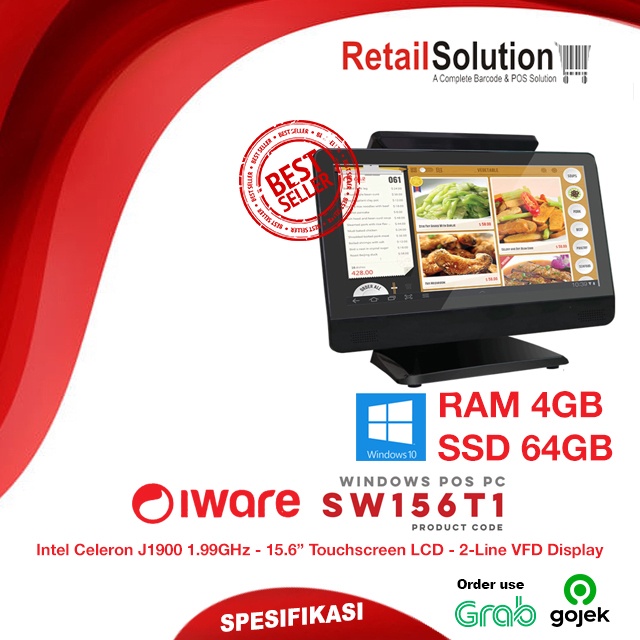 All in One PC POS Kasir Touchscreen - IWARE SW156T1