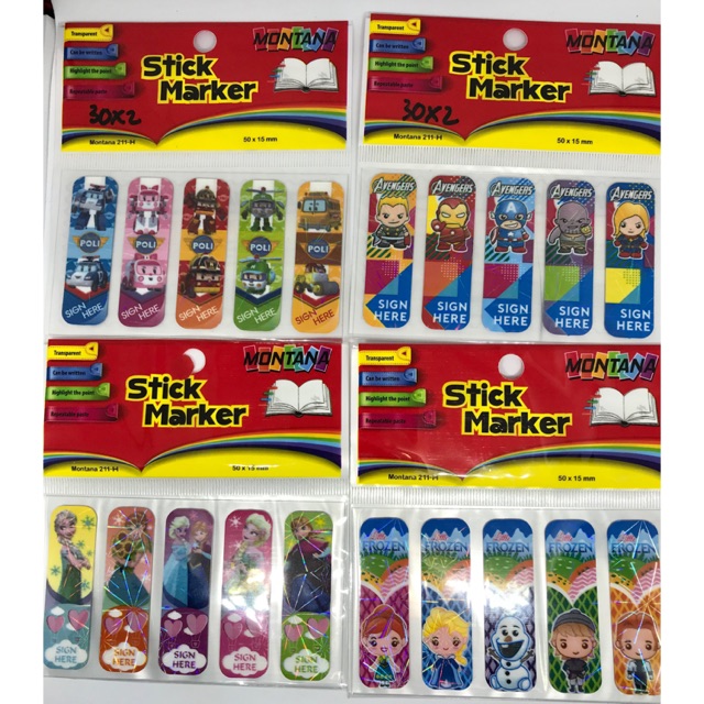 

Stick Marker / Sticky Note / Pembatas Buku Hologram Montana Karakter
