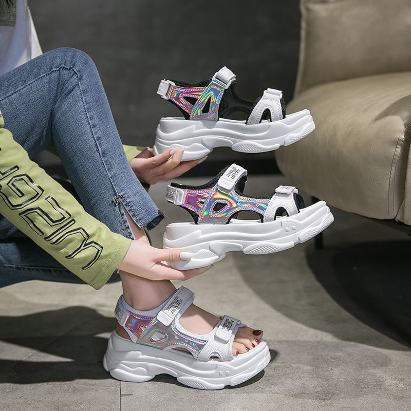 SANDAL WANITA Sandal Cewek Sandal GUNUNG WEDGES HOLOGRAM TINGGI CASUAL WANITA TALI KEKINIAN IMPOR TERBARU
