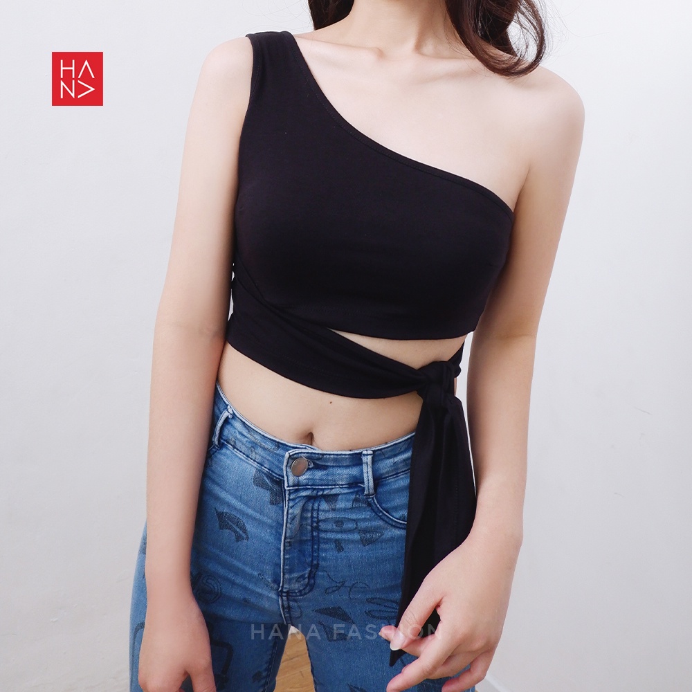 HanaFashion JKT - Alicia One-Shoulder Crop Stylish Wanita Murah - CT091