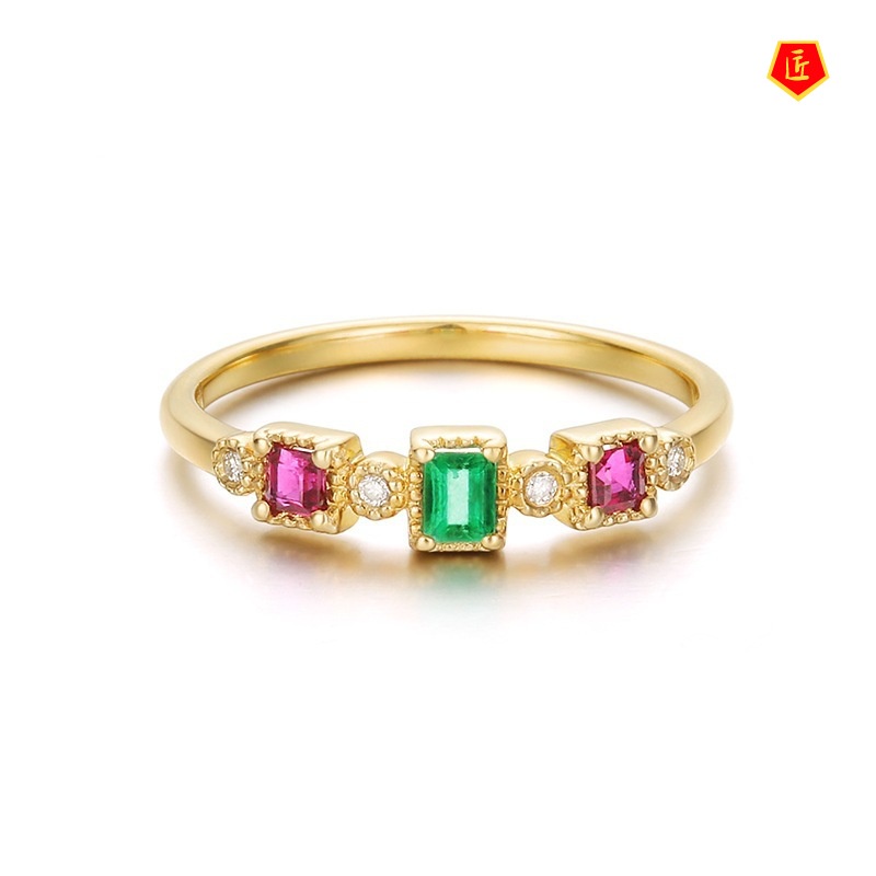 [Ready Stock]Women's Personalized Luxurious Color Crystal Ring