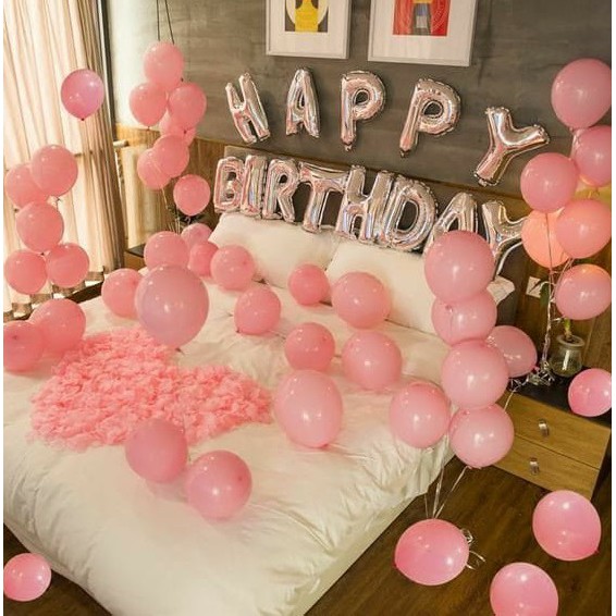 BalonDekor BD042 Paket Birthday sweet Pink balloon set dengan huruf HAPPY BIRTHDAY - Paket ULTAH