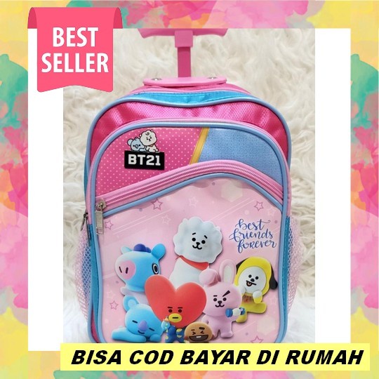 Tas Troli Anak Perempuan Karakter Tas Dorong Tk Sd - Tas Anak Tas Roda Anak Cewek Tas Troli Anak Per