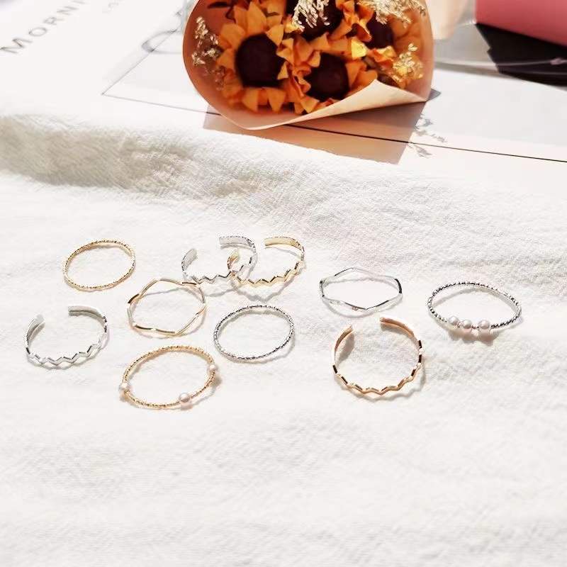 Set Cincin Model Gelombang Gaya Korea Untuk Wanita