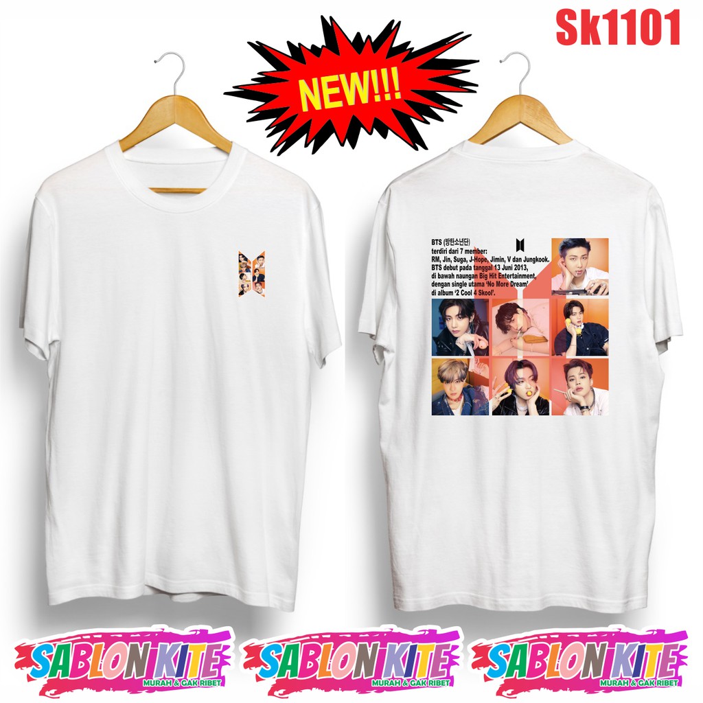 MURAH!!! KAOS KPOP BIOGRAPHY KPOP BANGTAN SK1101 UNISEX COMBED 30S