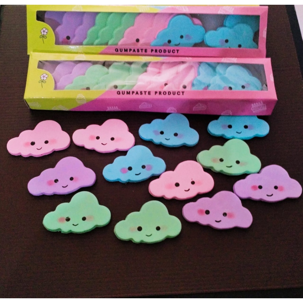

gumpaste awan ombre hiasan kue 12pcs
