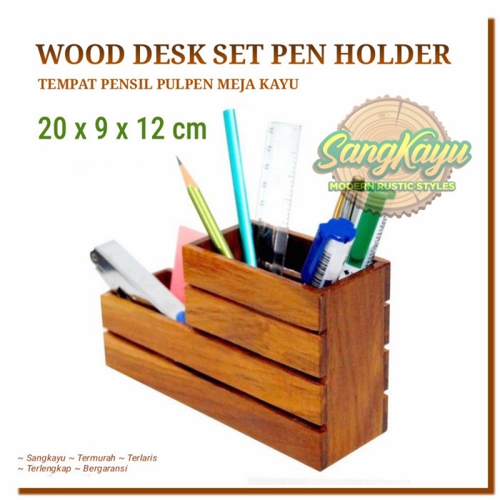 

Desk set pen holder tempat pulpen pensil alat tulis meja kantor kayu