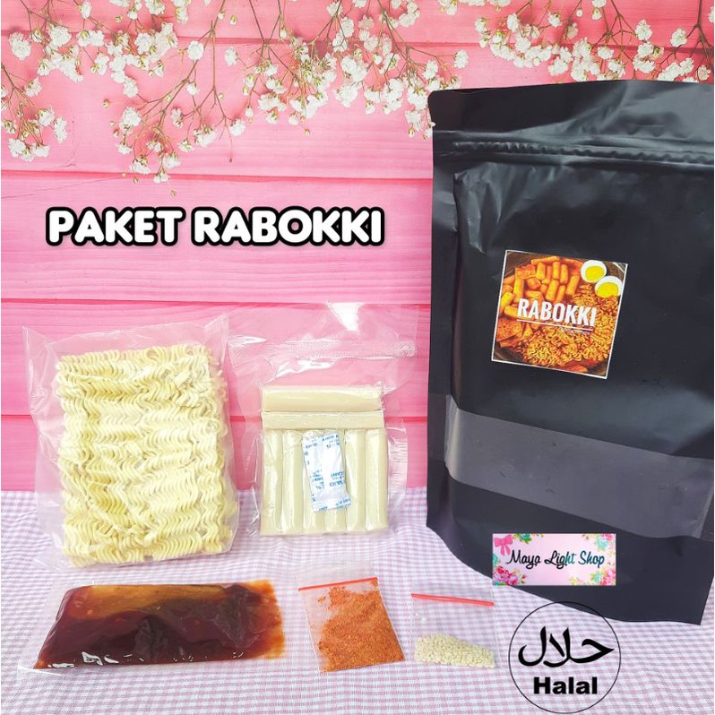 Paket Rabboki isi kue beras mie ramen gochujanng wijen bubuk cabe halal murah tteokbokki toppoki topoki