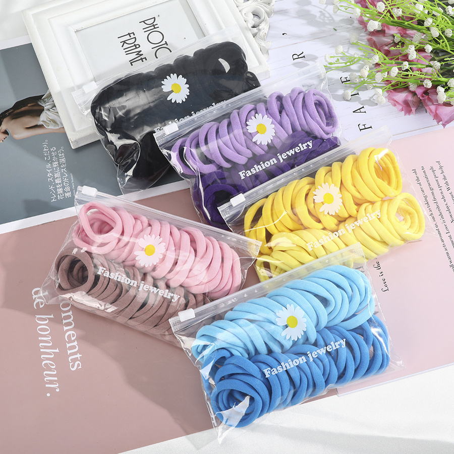 50pcs Korean Solid Color Elastic Hair Tie Fashion Hair Rope Rubber Hair Ring Girl Hair Accessories