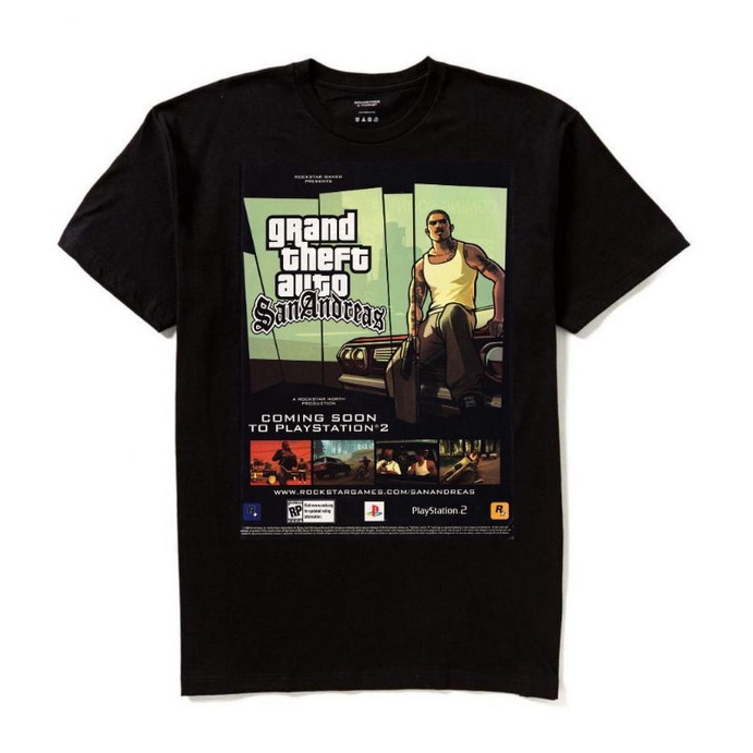 Kaos Baju GTA SAN ANDREAS T-SHIRT Bootleg Vintage / Unisex Tshirt / Cotton 30s Hitam GRAPHIC TEE cow
