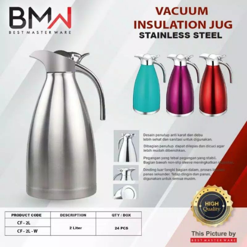 Bmw Teko Pinguin Stainless Steel Thermos Vacuum Air Panas 2 Liter