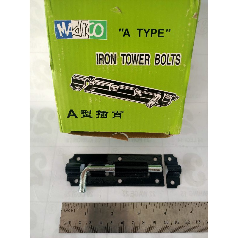 Grendel Hitam Dobel Plat Grendel Pintu Jendela 4"