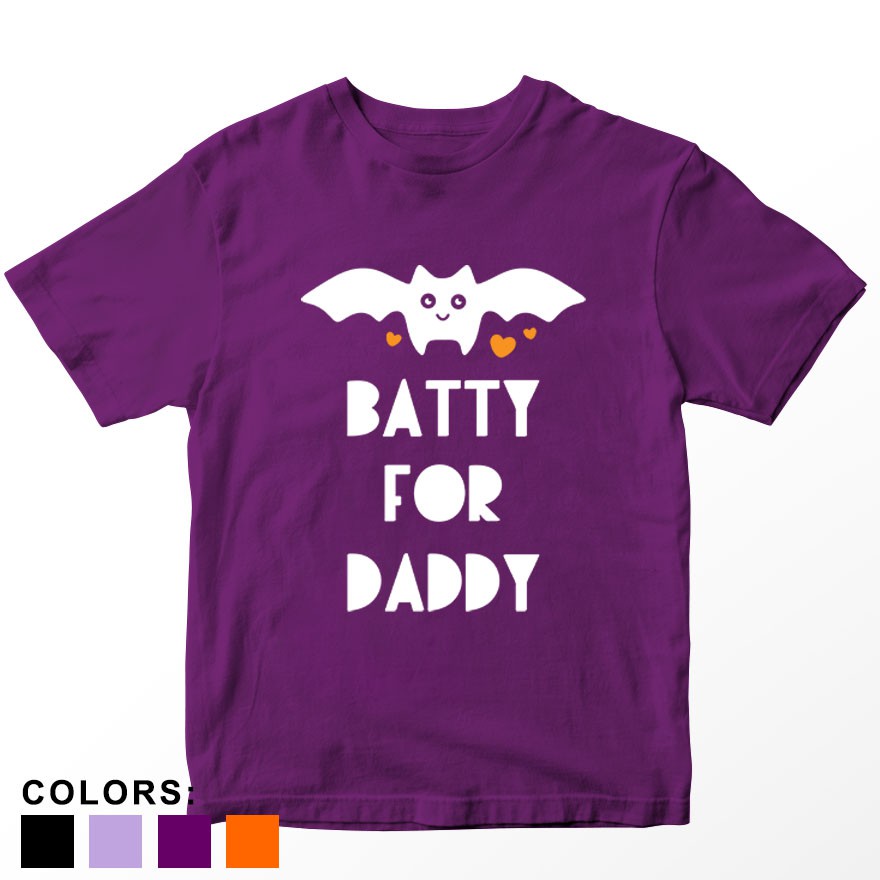 Kaos Halloween Anak Batty For Daddy, Usia 1 - 10 Tahun Warna Ungu Laki-laki/Perempuan