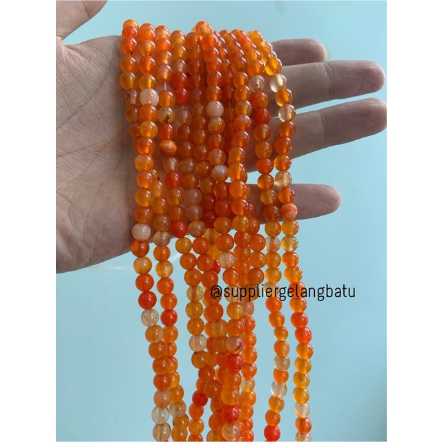 bahan carnelian orange muda 6mm oren aksesoris bracelet necklackle bahan kalung gelang anting strap mask kerajinan tangan craft citayam fashion week etink vintage elegan bali