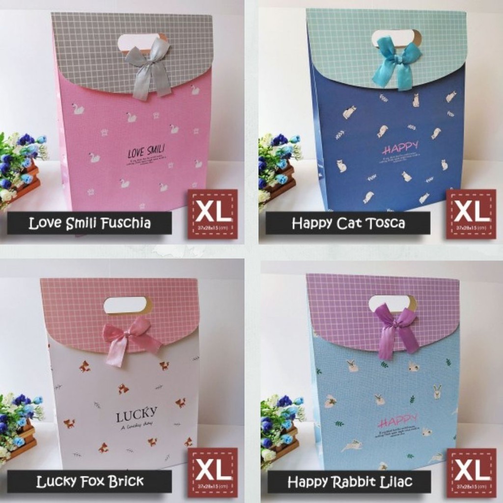 

Paper Bag Motif Ukuran XL / Tas Kertas Kado - HAPPY