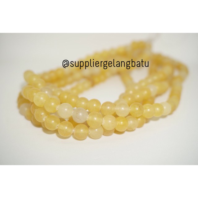 akik yellow jade akik agate 8mm natural doff bahan gelang handmade