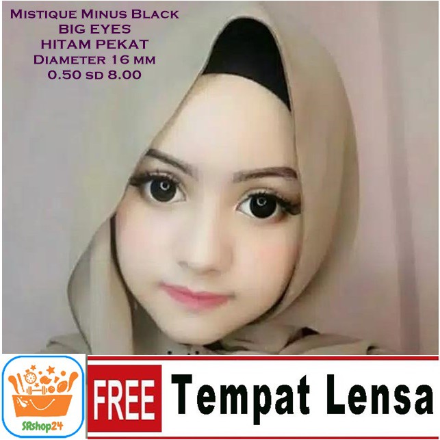 SOFTLENS MINUS LC MISTIQUE BLACK LIVING COLOR BIG EYES 16mm (-6.00 sd -8.00) GRATIS TEMPAT SOFLEN