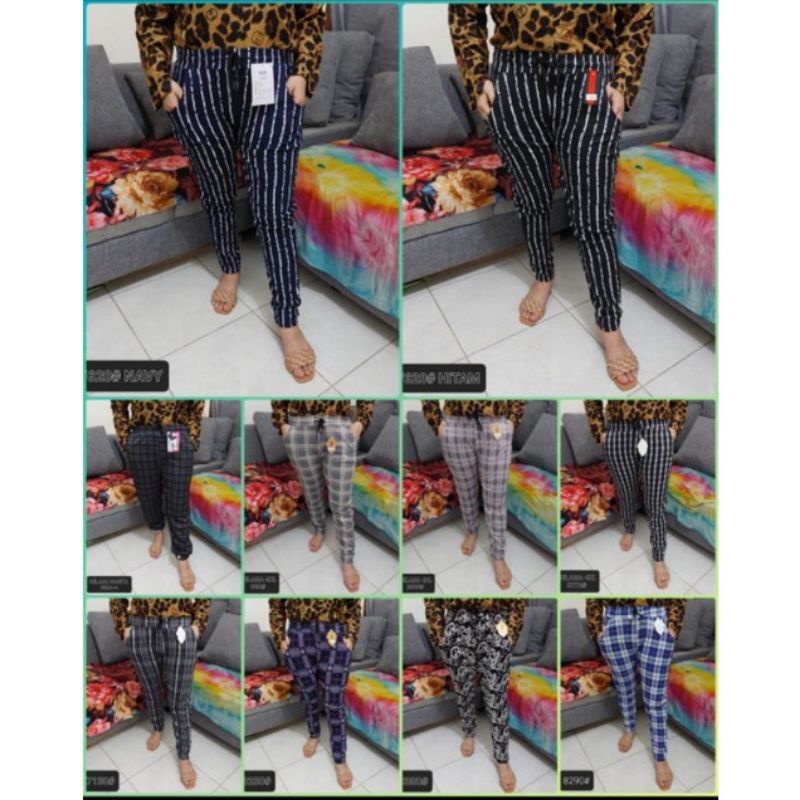 celana import kotak kotak/celana santai wanita /celana import murah /fashion wanita