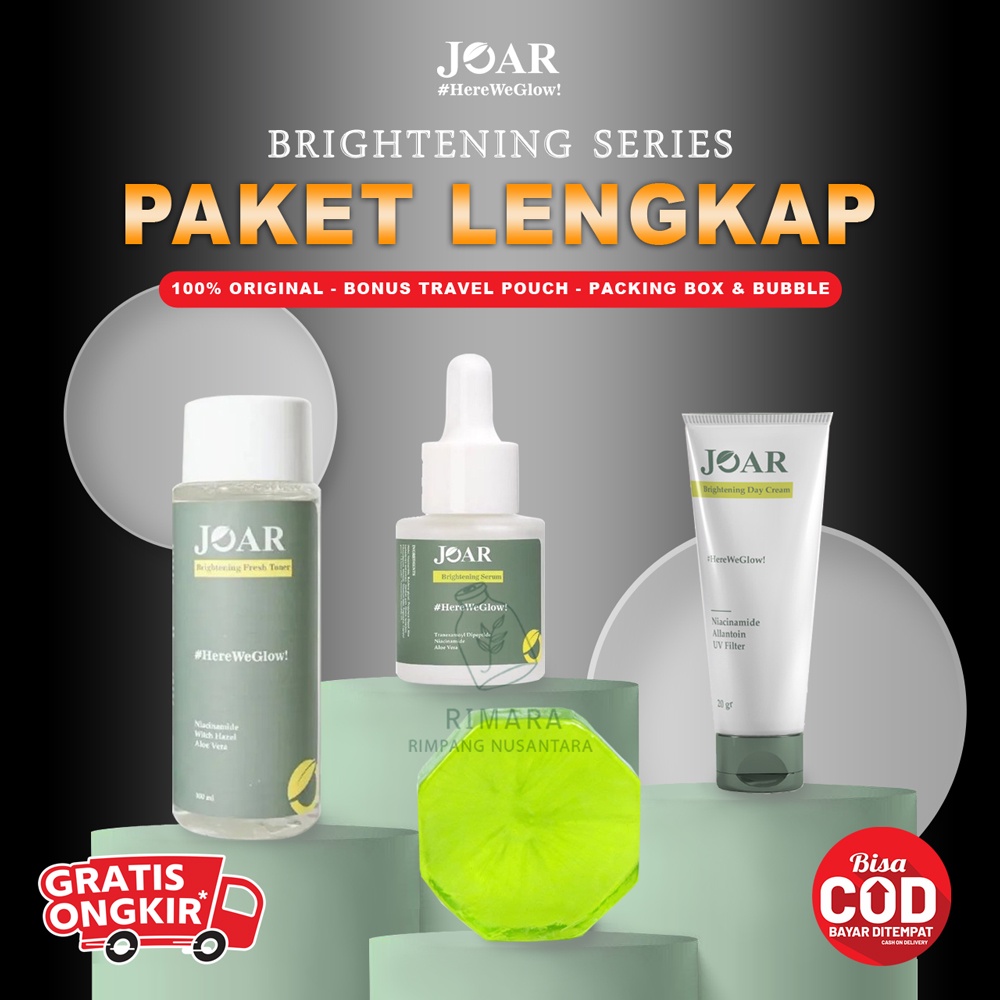 Joar Paket Skincare Brightening Series Soap Sabun Toner Serum Pencerah Halal Alami BPOM 100% Origina