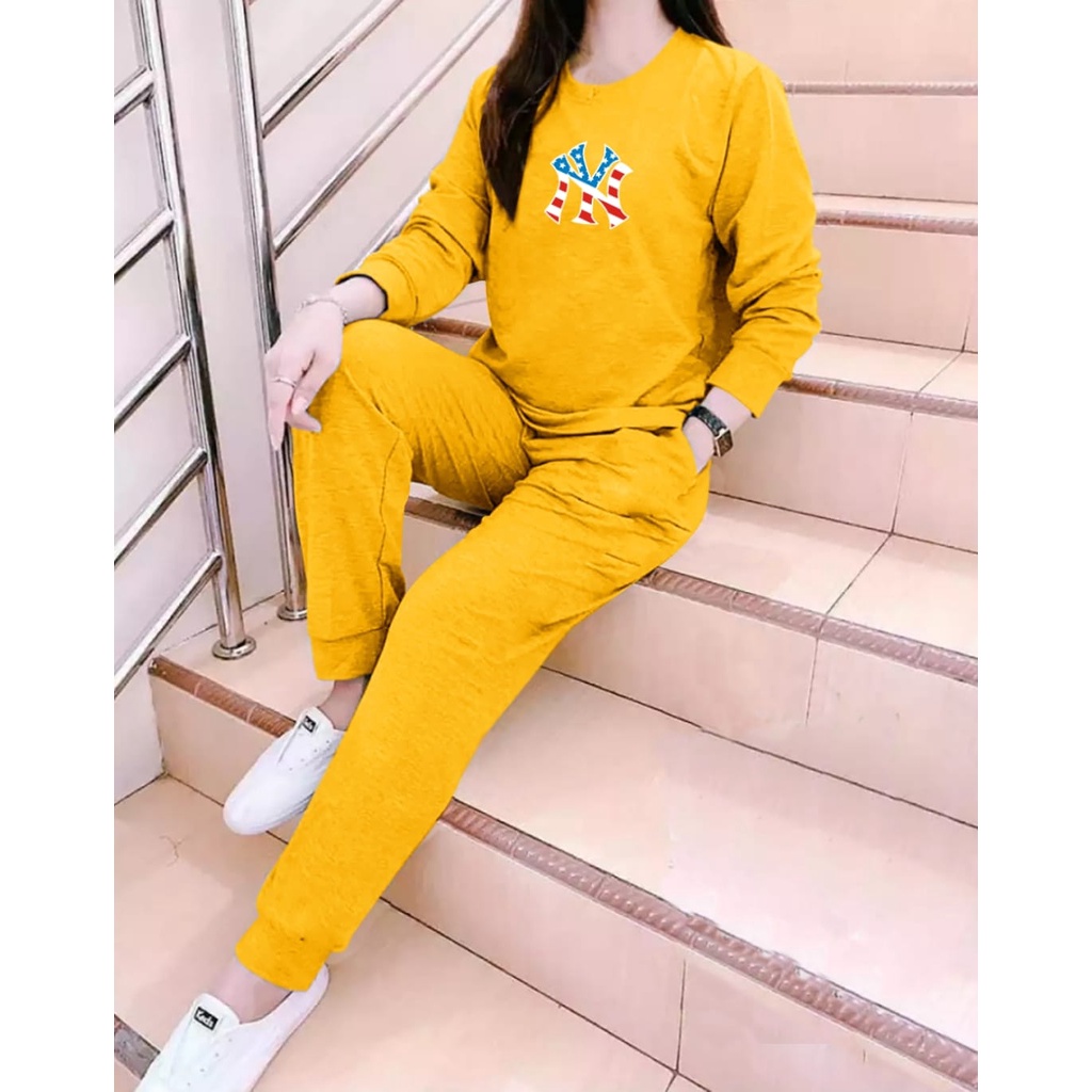 BISA COD / Stelan Girl   NY America / baju senam / satu set baju + celanan / fashion wanita -mukzhop