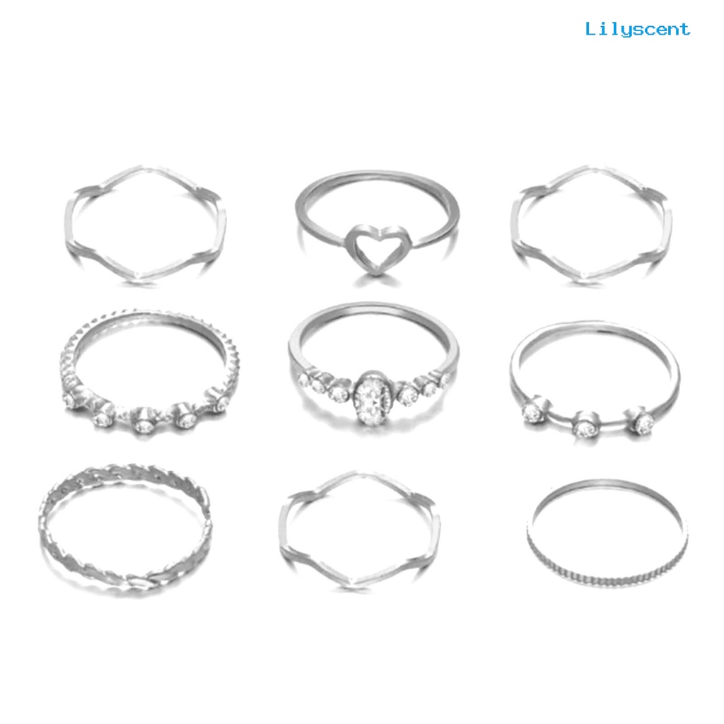 9 Pcs / Set Cincin Jari Gaya Vintage Untuk Hadiah Wanita