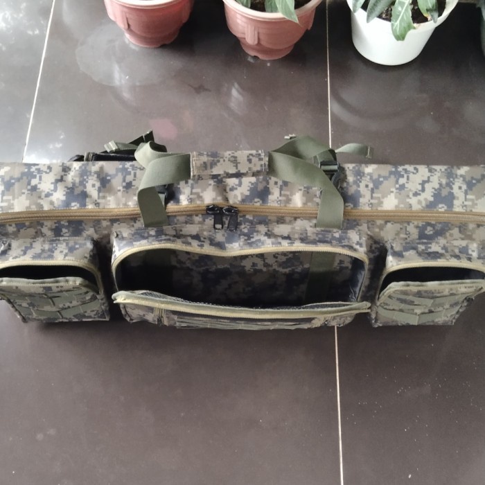 tas senjata laras panjang motif loreng camo gurun 2kompartemen 120x30x12